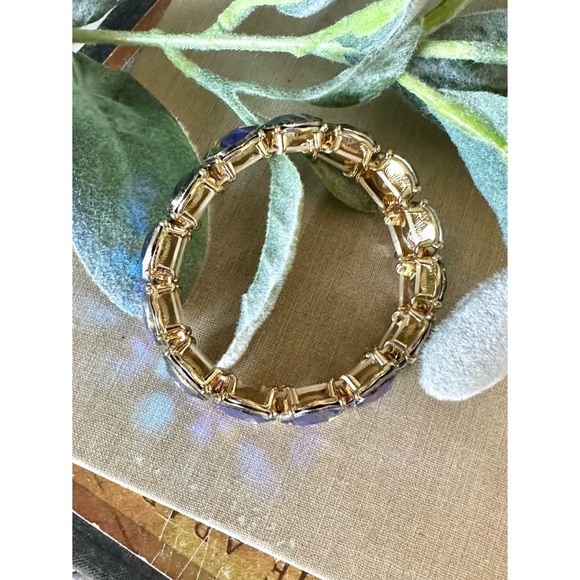 Blue rhinestone jewel stretch bracelet - Picture 4 of 4